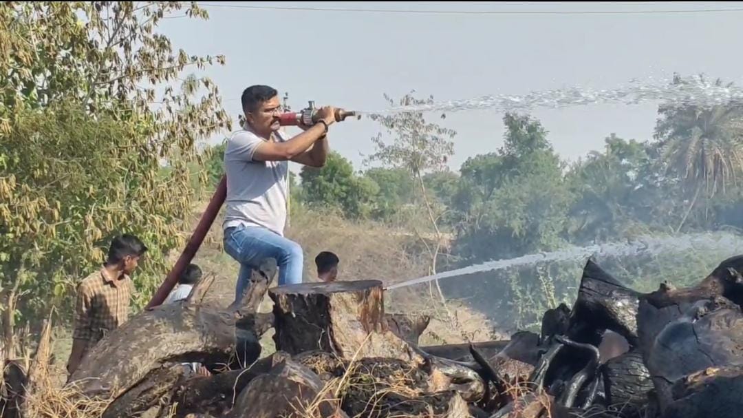 Fire in Cemetery: ખંભાળિયાના ભાડથર ગામે સ્મશાનના લાકડામાં ભભૂકી ઉઠી આગ